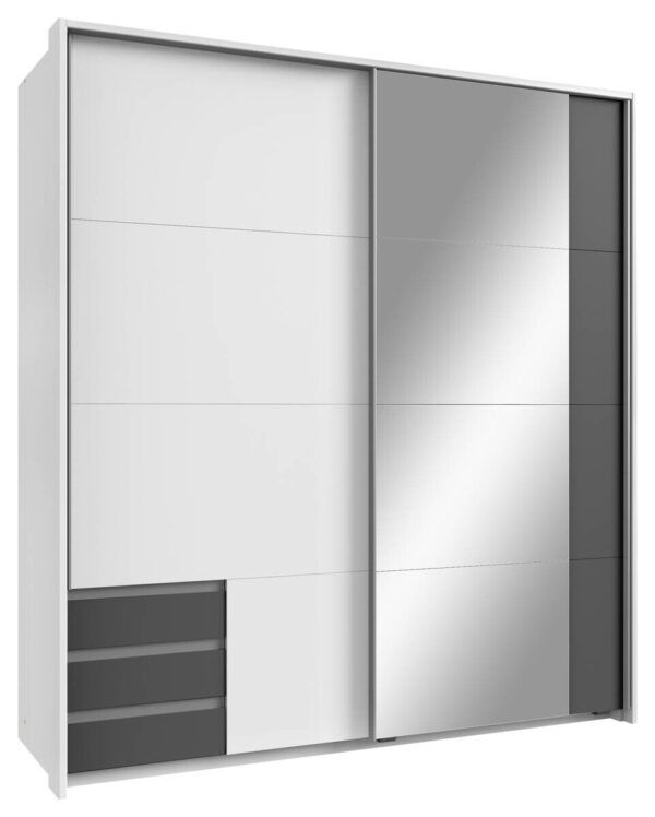 Schwebetürenschrank Emden weiß Graphit B/H/T: ca. 179x198x64 cm Schwebetürenschrank Emden weiß Graphit B/H/T: ca. 179x198x64 cm – Bild 3