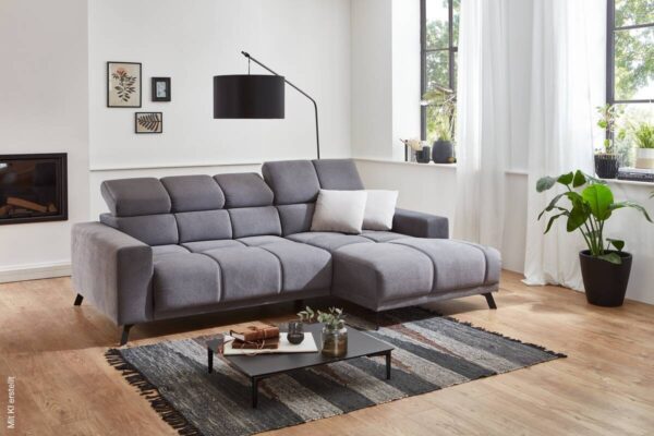 Ecksofa mit elektrischer Sitztiefenverstellung grau Microfaser B/H/T: ca. 247x99x170 cm – Bild 3
