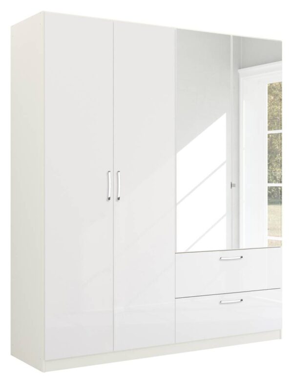 Kleiderschrank Quadra weiß B/H/T: ca. 180x210x54 cm – Bild 3