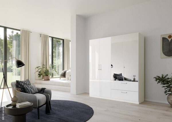 Kleiderschrank Quadra weiß B/H/T: ca. 180x210x54 cm – Bild 5