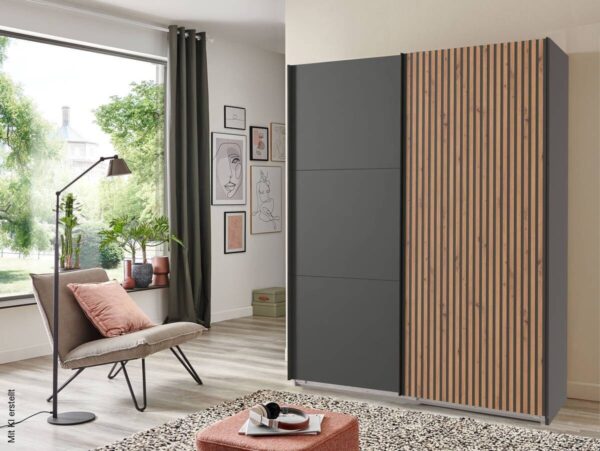 Schwebetürenschrank Andorra Graphit B/H/T: ca. 200x216x65 cm – Bild 2