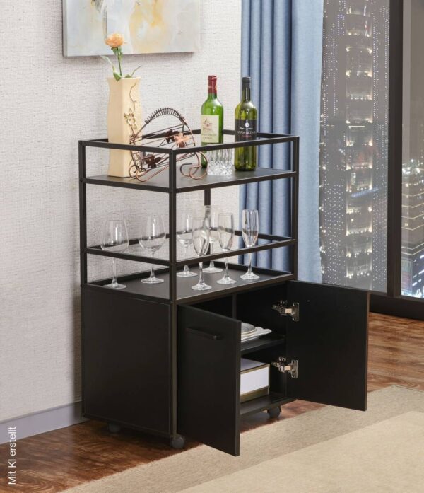 Barwagen Mosaik schwarz Metall B/H/T: ca. 60x94x40 cm – Bild 5