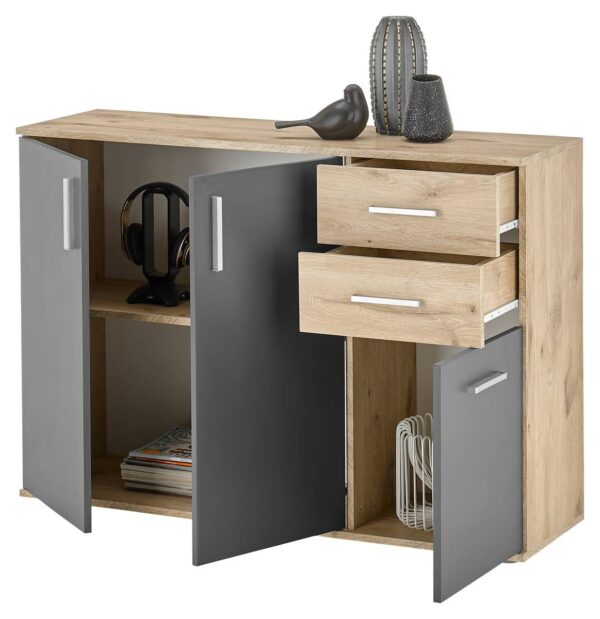 Kommode BC 1040 Eiche Viking Nachbildung dunkelgrau B/H/T: ca. 120x84x35 cm Kommode BC 1040 Eiche Viking Nachbildung dunkelgrau B/H/T: ca. 120x84x35 cm – Bild 2