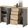 Kommode BC 1040 Eiche Viking Nachbildung dunkelgrau B/H/T: ca. 160x84x35 cm – Bild 2