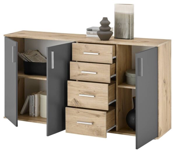 Kommode BC 1040 Eiche Viking Nachbildung dunkelgrau B/H/T: ca. 160x84x35 cm – Bild 2