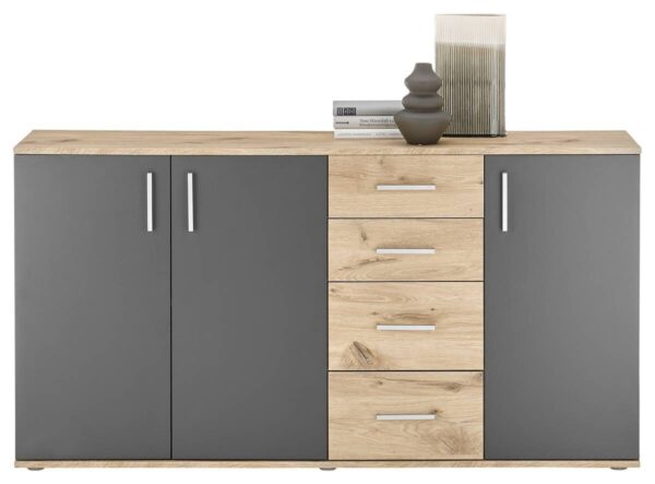 Kommode BC 1040 Eiche Viking Nachbildung dunkelgrau B/H/T: ca. 160x84x35 cm – Bild 3