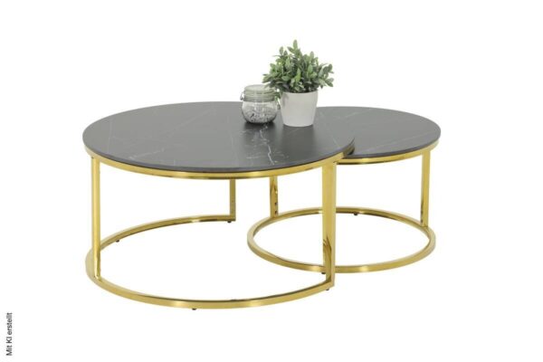 Couchtisch Joel Marmoroptik Hochglanz H/D: ca. 41x80 cm Couchtisch Joel Marmoroptik Hochglanz H/D: ca. 41x80 cm – Bild 3