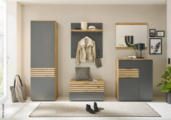 Sitzbank Milan Eiche Artisan Nachbildung grau B/H/T: ca. 85x48x38 cm – Bild 2
