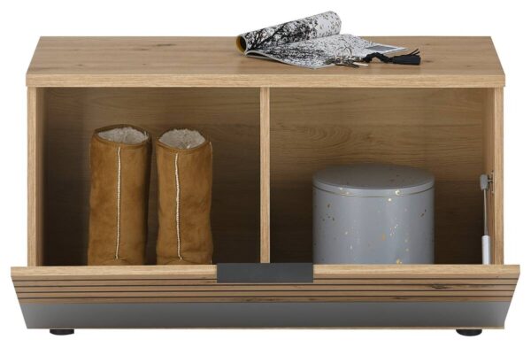 Sitzbank Milan Eiche Artisan Nachbildung grau B/H/T: ca. 85x48x38 cm – Bild 3