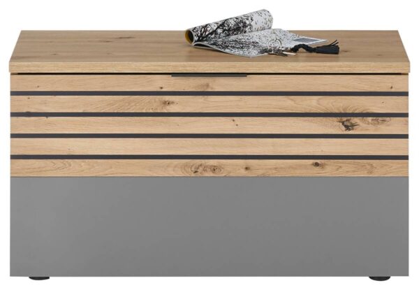 Sitzbank Milan Eiche Artisan Nachbildung grau B/H/T: ca. 85x48x38 cm – Bild 4