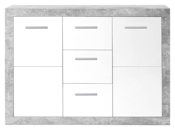 Sideboard Stone Beton Optik weiß glänzend B/H/T: ca. 147x89x37 cm – Bild 2