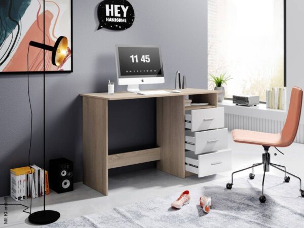 Schreibtisch Adria Eiche Sonoma Nachbildung weiß B/H/T: ca. 123x77x50 cm – Bild 5
