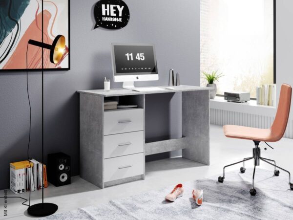 Schreibtisch Adria Beton Optik weiß B/H/T: ca. 123x77x50 cm – Bild 2