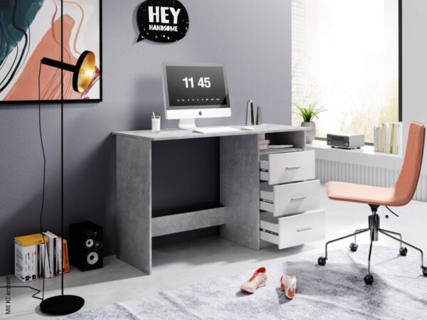 Schreibtisch Adria Beton Optik weiß B/H/T: ca. 123x77x50 cm – Bild 5