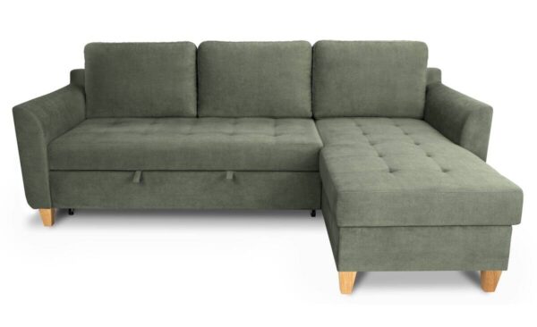 Ecksofa mit Bettfunktion und Bettkasten hellgrün Microfaser B/H/T: ca. 231x86x150 cm – Bild 3