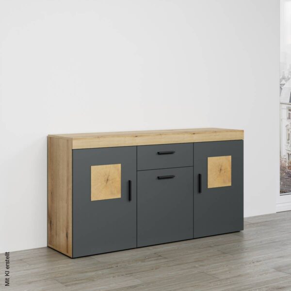 Sideboard Tyler Eiche Evoke Coast Nachbildung anthrazit B/H/T: ca. 159x86x41 cm – Bild 2