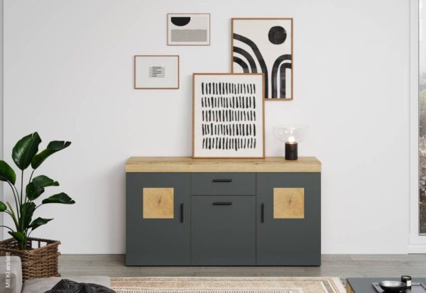 Sideboard Tyler Eiche Evoke Coast Nachbildung anthrazit B/H/T: ca. 159x86x41 cm – Bild 3