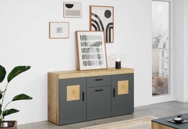 Sideboard Tyler Eiche Evoke Coast Nachbildung anthrazit B/H/T: ca. 159x86x41 cm – Bild 4
