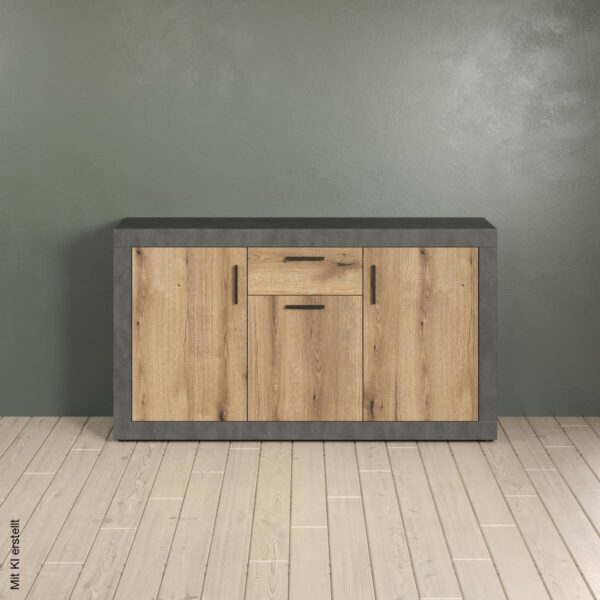 Sideboard Salvada Eiche Evoke Coast Nachbildung anthrazit B/H/T: ca. 149x83x40 cm Sideboard Salvada Eiche Evoke Coast Nachbildung anthrazit B/H/T: ca. 149x83x40 cm – Bild 4