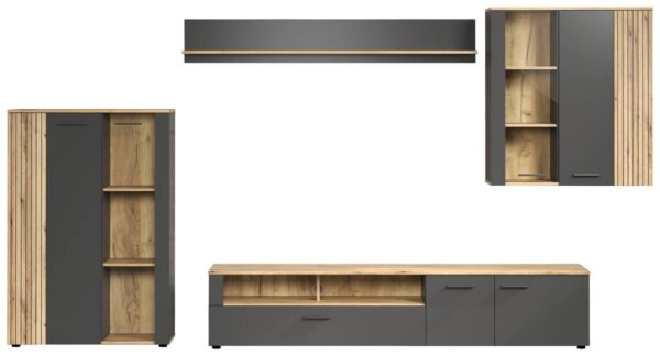 TV-Lowboard Esteban anthrazit Eiche Evoke Coast Nachbildung B/H/T: ca. 210x43x41 cm – Bild 2