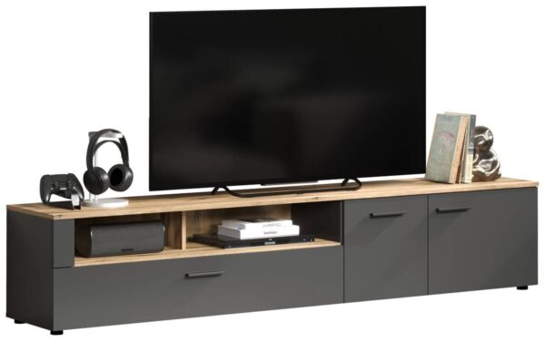TV-Lowboard Esteban anthrazit Eiche Evoke Coast Nachbildung B/H/T: ca. 210x43x41 cm – Bild 3