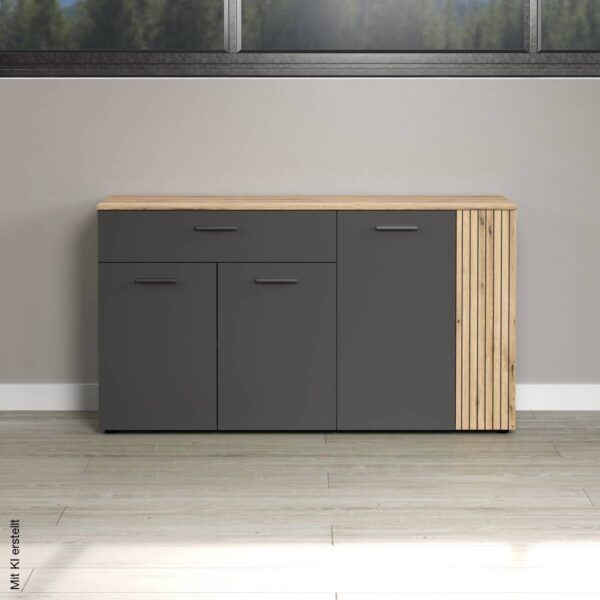 Sideboard Esteban anthrazit Eiche Nachbildung B/H/T: ca. 150x83x42 cm – Bild 3