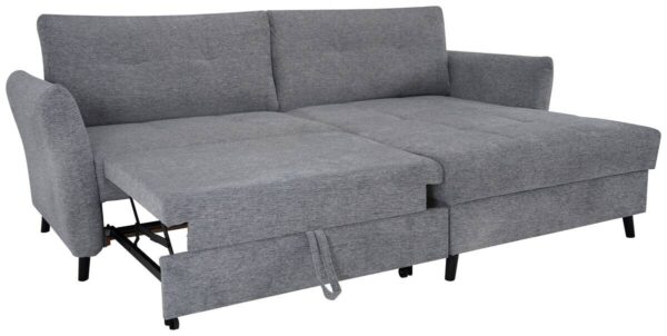 Ecksofa mit Bettfunktion und Bettkasten grau Microfaser B/H/T: ca. 235x90x159 cm – Bild 3