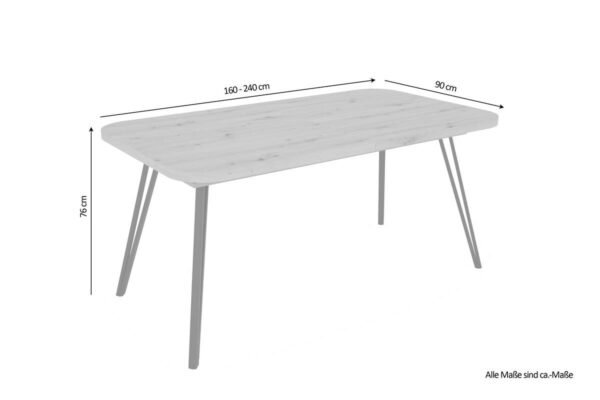 Tisch LIFE Eiche Artisan Nachbildung B/H/T: ca. 160x76x90 cm – Bild 2