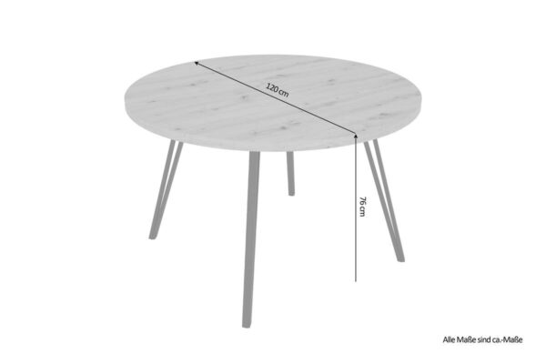 Tisch MARTA Eiche Artisan Nachbildung H/D: ca. 76x120 cm – Bild 2
