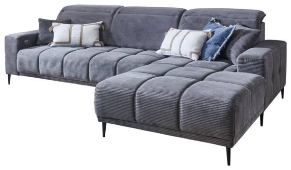 Ecksofa mit elektrischer Sitztiefenverstellung dunkelgrau Microfaser B/H/T: ca. 286x107x115 cm – Bild 2