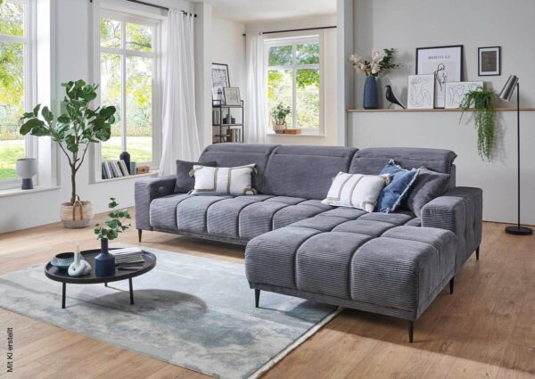 Ecksofa mit elektrischer Sitztiefenverstellung dunkelgrau Microfaser B/H/T: ca. 286x107x115 cm – Bild 3