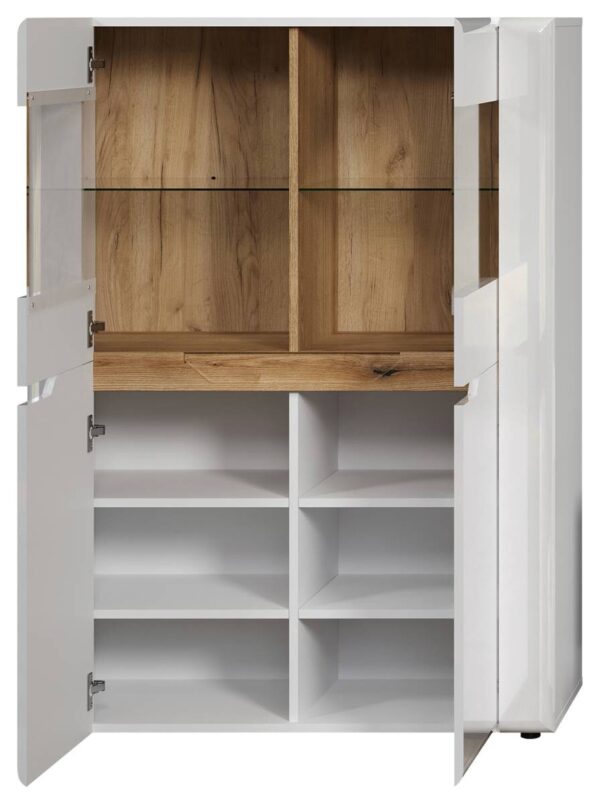 Highboard Marlon Eiche Evoke Coast Nachbildung weiß Hochglanz B/H/T: ca. 96x132x39 cm – Bild 3