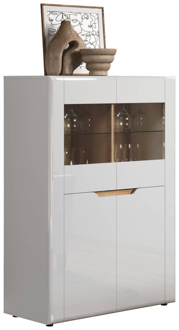 Highboard Marlon Eiche Evoke Coast Nachbildung weiß Hochglanz B/H/T: ca. 96x132x39 cm – Bild 4