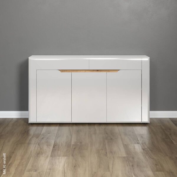 Sideboard Marlon Eiche Evoke Coast Nachbildung weiß Hochglanz B/H/T: ca. 150x84x40 cm Sideboard Marlon Eiche Evoke Coast Nachbildung weiß Hochglanz B/H/T: ca. 150x84x40 cm – Bild 2