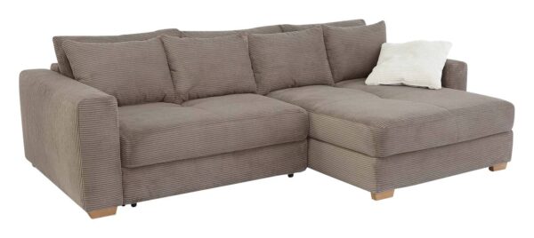 Ecksofa mit Bettfunktion und Bettkasten taupe Velourstoff B/H/T: ca. 288x86x186 cm – Bild 2