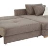 Ecksofa mit Bettfunktion und Bettkasten taupe Velourstoff B/H/T: ca. 288x86x186 cm – Bild 3