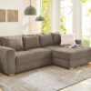Ecksofa mit Bettfunktion und Bettkasten taupe Velourstoff B/H/T: ca. 288x86x186 cm – Bild 4
