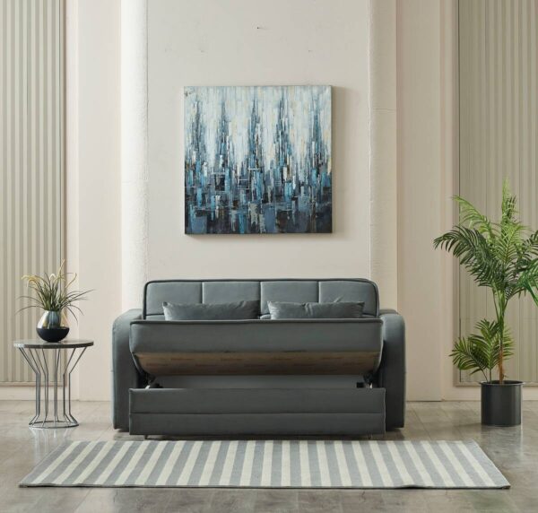 Schlafsofa Moleron grau Polyester B/H/T: ca. 171x94x111 cm – Bild 4