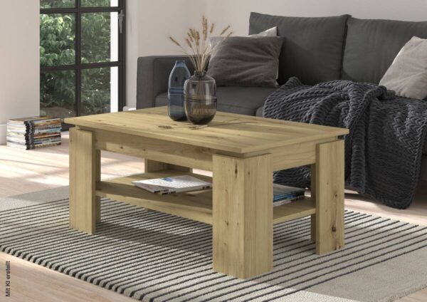 Couchtisch Titan Eiche Artisan Nachbildung B/H/T: ca. 100x45x60 cm – Bild 3