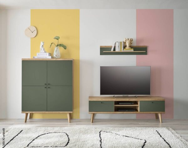 Highboard Alva Eiche Evoke Coast Nachbildung salbei B/H/T: ca. 107x134x40 cm – Bild 2