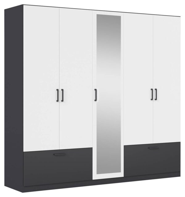 Kleiderschrank Jubi Alpinweiß grau B/H/T: ca. 226x210x54 cm Kleiderschrank Jubi Alpinweiß grau B/H/T: ca. 226x210x54 cm – Bild 4