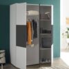 Kleiderschrank Alex weiß Graphit B/H/T: ca. 135x195x60 cm – Bild 5