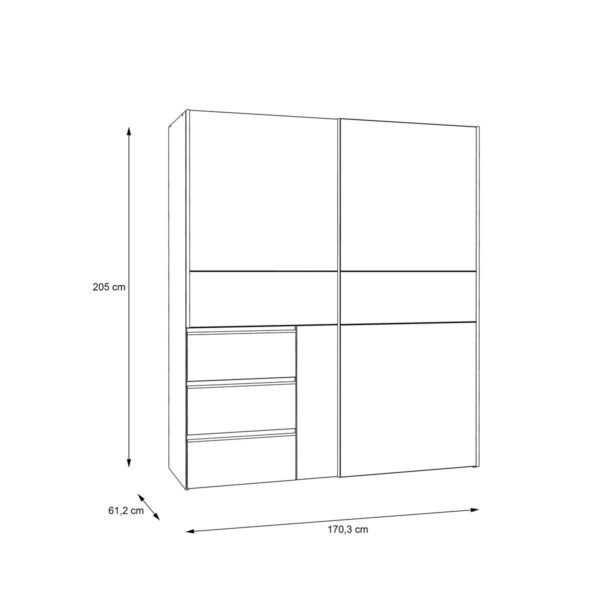 Schwebetürenschrank weiß B/H/T: ca. 170,3x200,5x61,2 cm – Bild 2