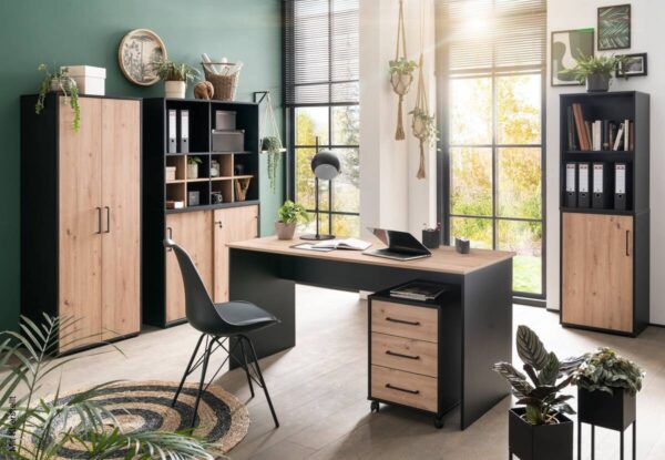 Midischrank Aino Eiche Artisan Nachbildung schwarz matt B/H/T: ca. 51x83,6x41 cm Midischrank Aino Eiche Artisan Nachbildung schwarz matt B/H/T: ca. 51x83,6x41 cm – Bild 3
