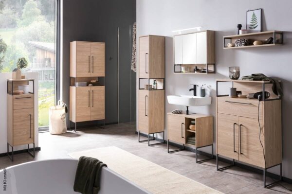 Midischrank Limone Eiche hell Nachbildung B/H/T: ca. 65,2x112,5x33,1 cm – Bild 4