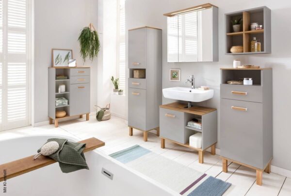 Midischrank Padua grau Eiche Landhaus Nachbildung B/H/T: ca. 40,4x114,5x35 cm – Bild 4