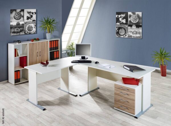 Schreibtisch Serie 200 perlweiß B/H/T: ca. 90x74,2x65 cm – Bild 3