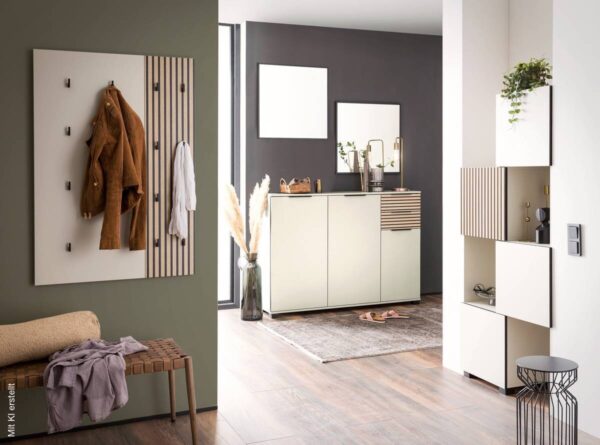 Schuhschrank Alexa creme beige B/H/T: ca. 141,9x105,5x35 cm – Bild 5