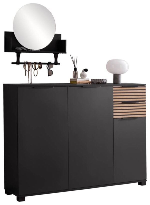 Schuhschrank Alexa schwarz matt B/H/T: ca. 141,9x105,5x35 cm – Bild 5