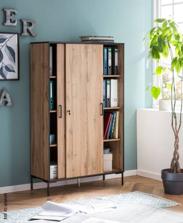 Hochschrank Serie 2000 Eiche Landhaus Nachbildung B/H/T: ca. 100,1x163,8x41 cm – Bild 2